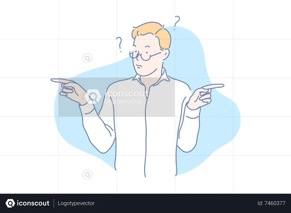 Man confused to find direction  Illustration