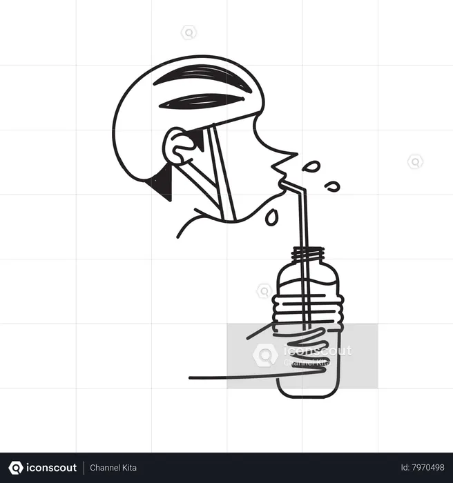 Man Drinking Water  Illustration