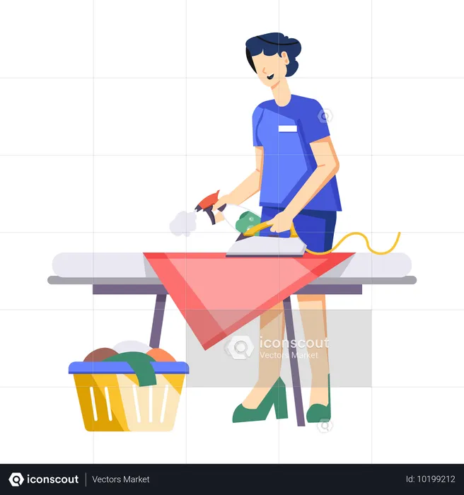 Man Ironing clothes  Illustration