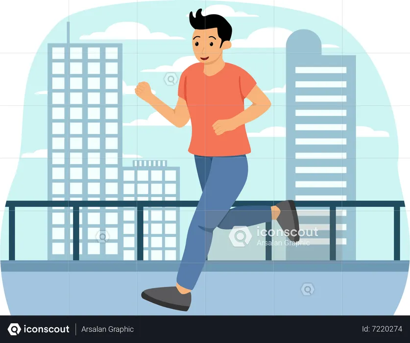 Man Jogging On Road  Illustration