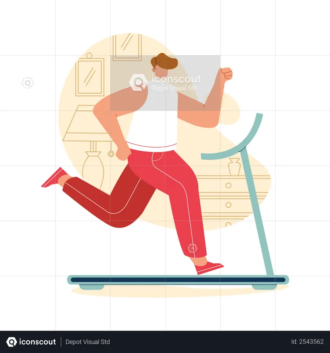 Man running on treadmill  Illustration