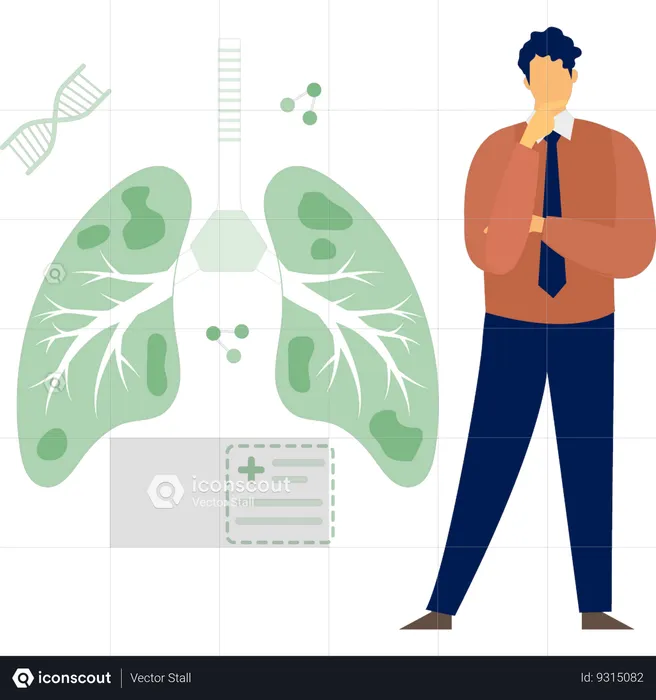 Man thinking about lungs cancer  Illustration