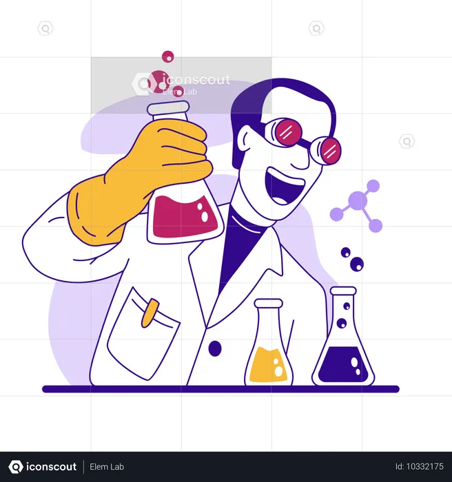 Männlicher Wissenschaftler, der biotechnologische Forschung betreibt  Illustration