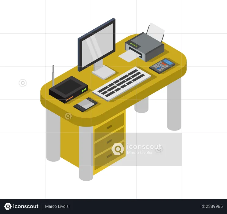 Mesa de computador  Ilustração