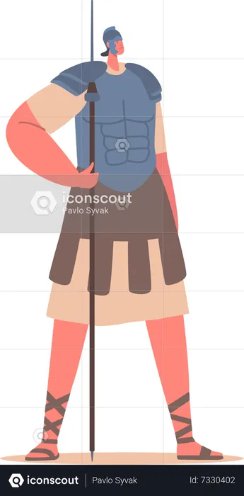 Mighty Roman Soldier Character Armed With A Spear  Illustration