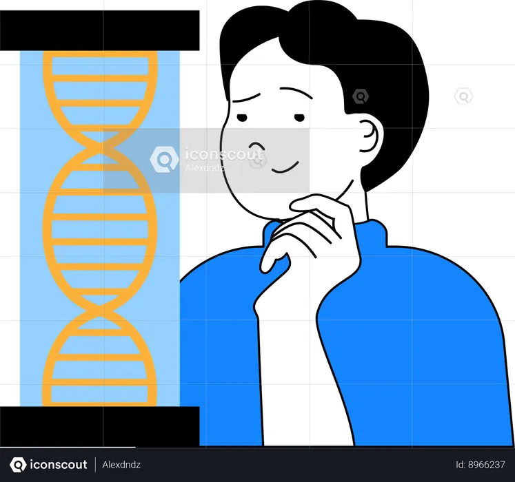 Mn haciendo investigación de ADN.  Ilustración