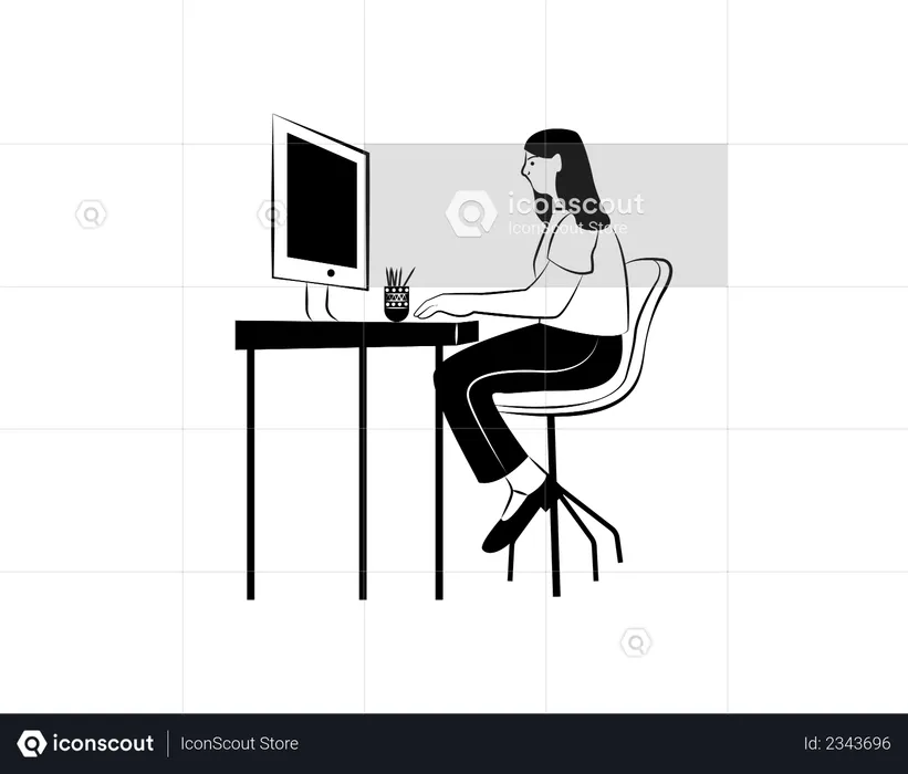 Mujer trabajando en casa  Ilustración