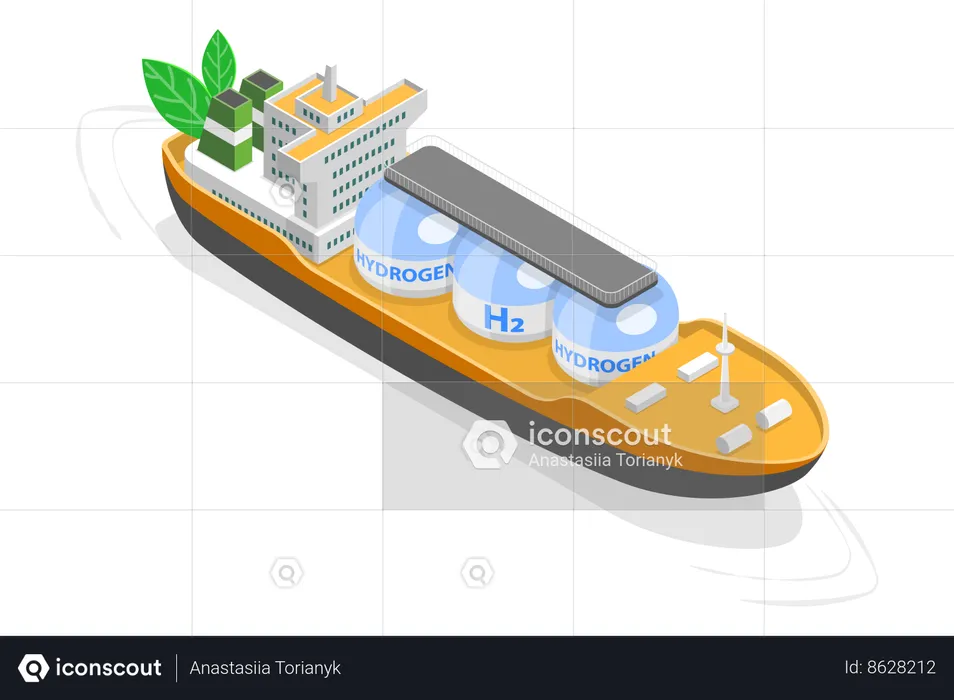 Navire à hydrogène vert  Illustration