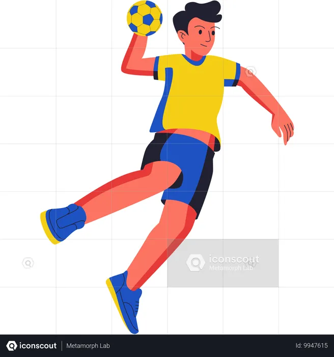 Niño jugando pelota mano  Ilustración