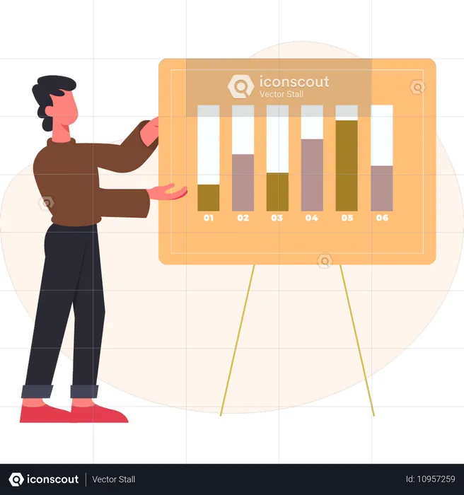 Niño mostrando el desarrollo de una estrategia empresarial  Ilustración