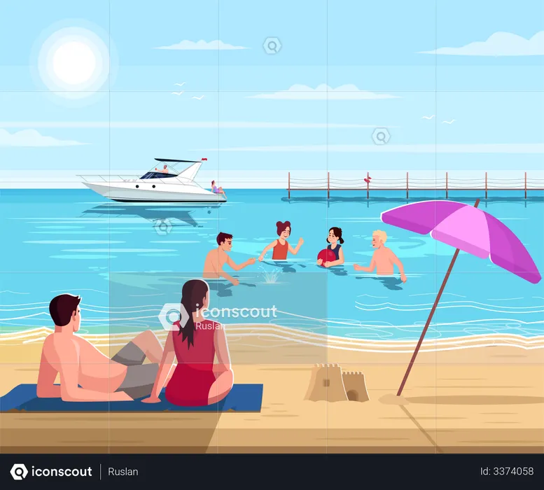 Public beach  Illustration