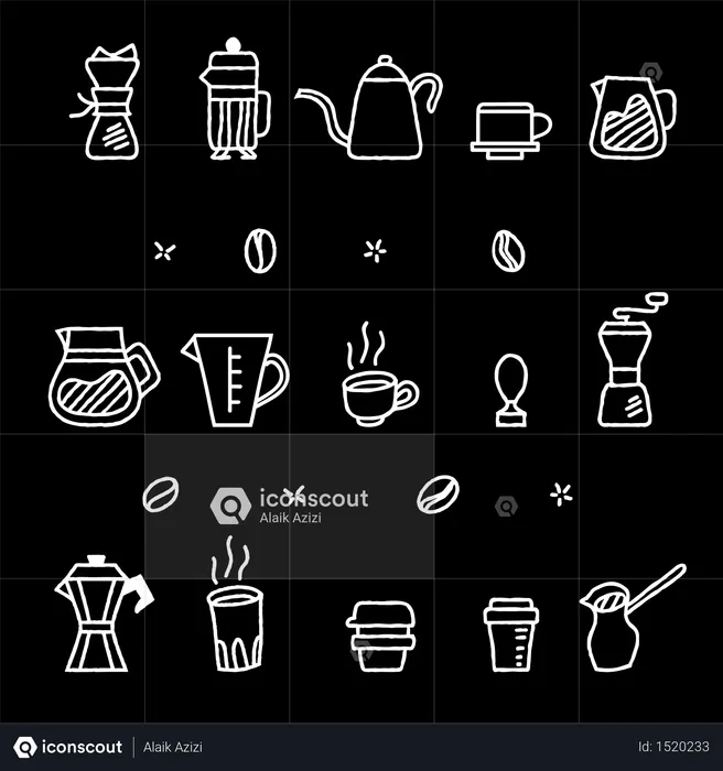 Rough Outline Coffee Manual Brewer Tool Graphic Collection  Illustration