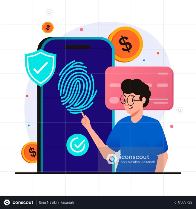 Secure payment using fingerprint  Illustration