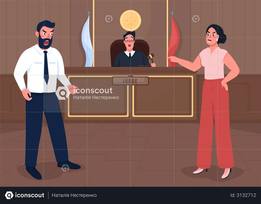 Sesión del tribunal de justicia  Ilustración