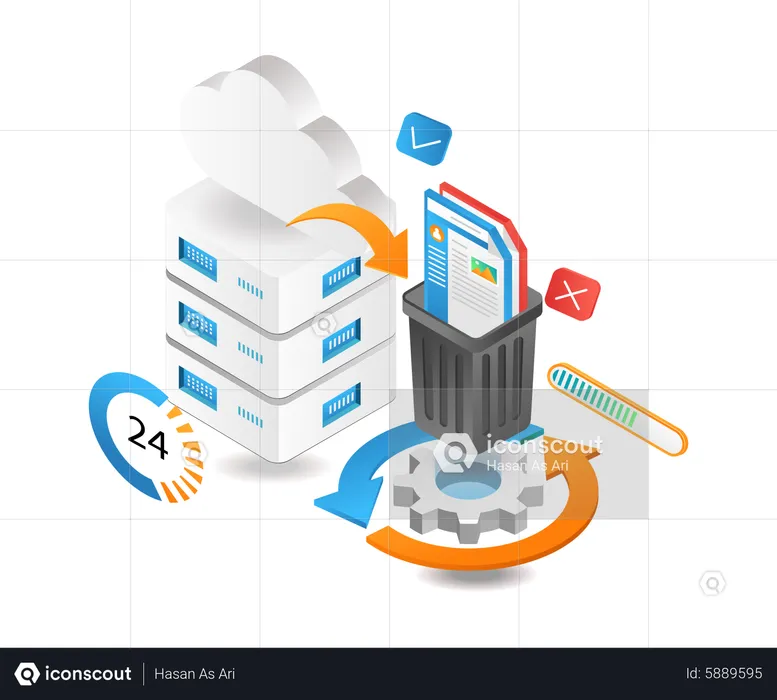 Waste data processing  Illustration