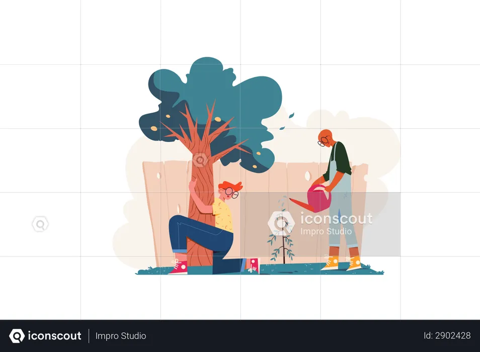 Watering Plant  Illustration