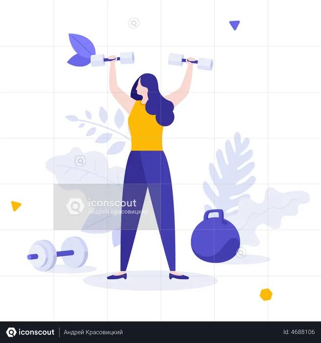 Woman doing weight lifting exercise  Illustration