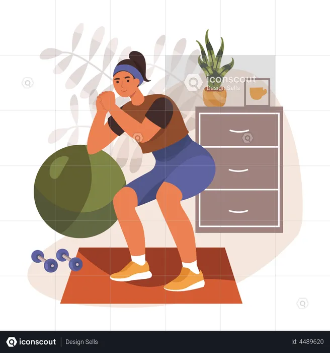 Woman exercising at home  Illustration