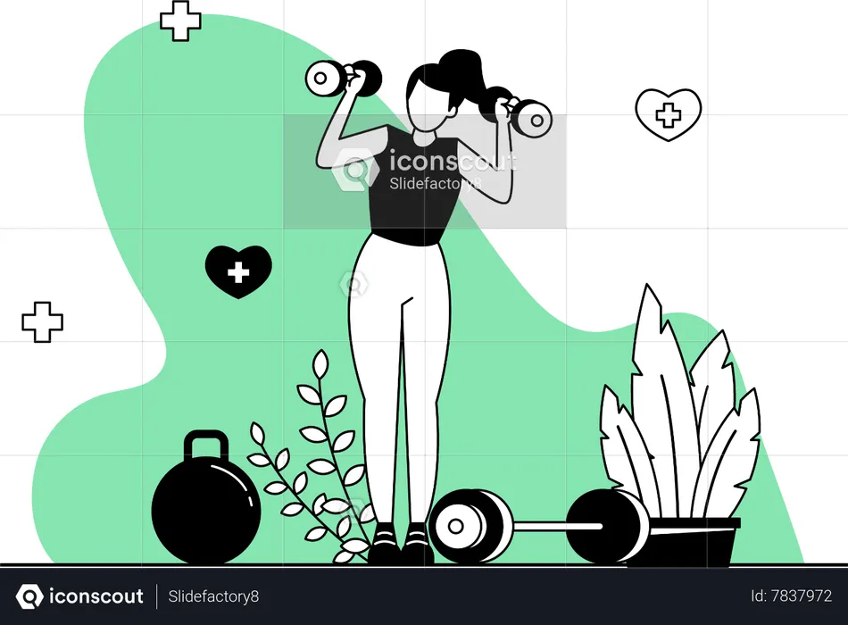 Woman Lifting Dumbbell  Illustration