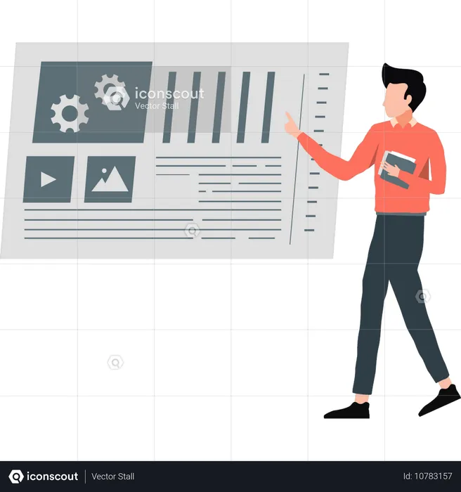 Young man setting online education  Illustration