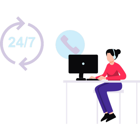 24 hours Customer service  Illustration