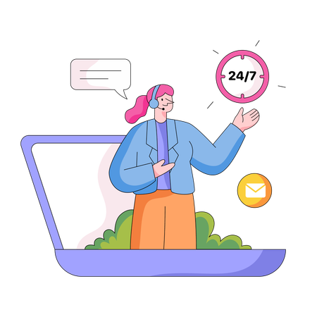 24 hours Customer Support  Illustration