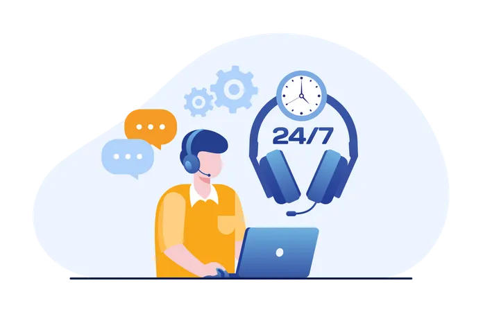 24 Hours Customer Support  Illustration