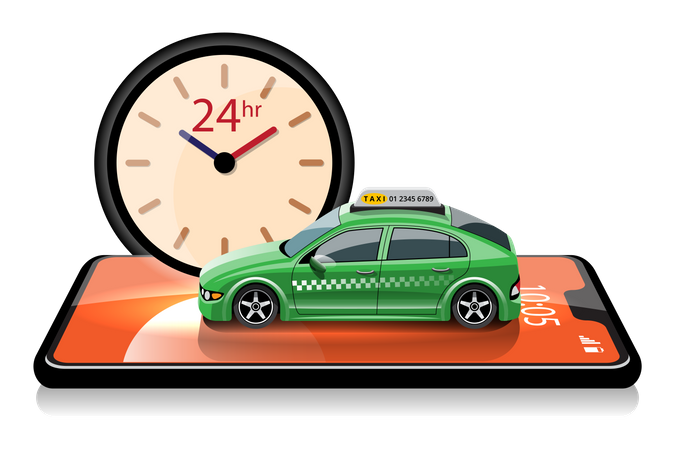 24 Hours taxi service  Illustration