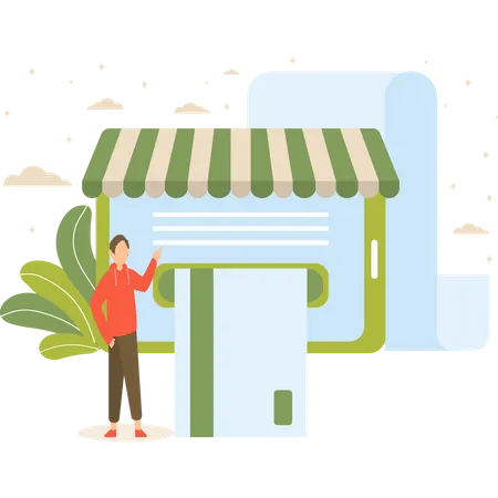 Paiement des achats en ligne  Illustration