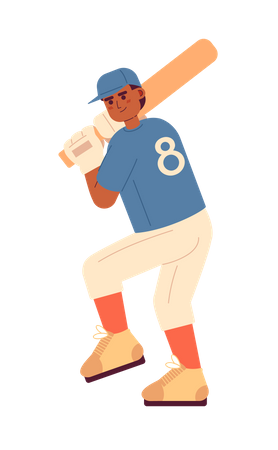 African american baseball player in batting position  Illustration