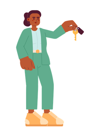 African american business woman suit giving key  Illustration