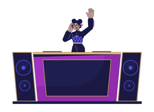 African american dj at console  Illustration