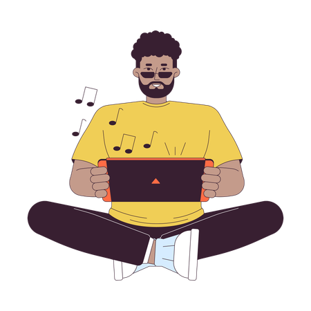 African american man enjoying gaming console  Illustration