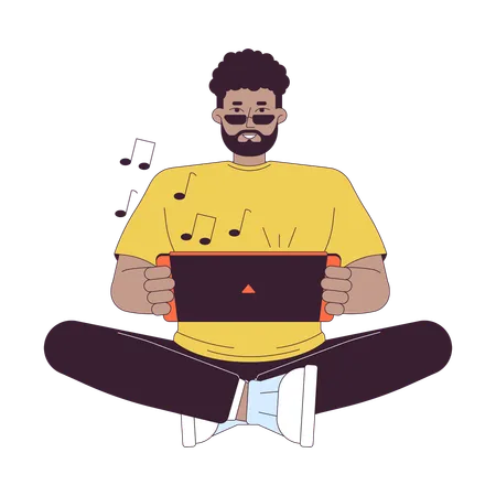 African american man enjoying gaming console  Illustration