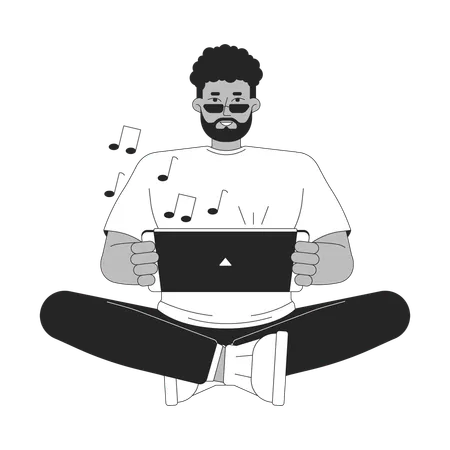 African american man enjoying gaming console  Illustration