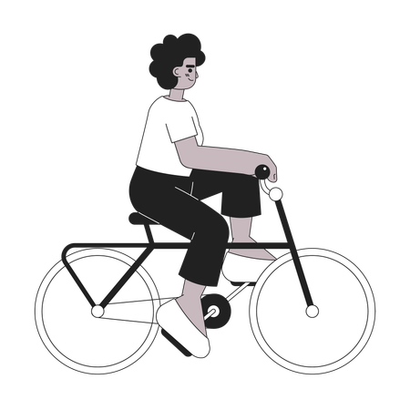 African american sport girl on bicycle  Illustration