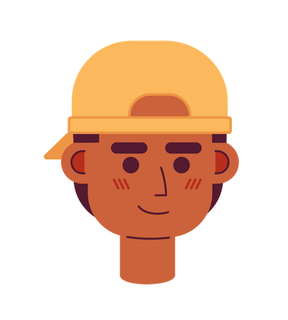 African american teenage boy wearing baseball cap backwards  イラスト