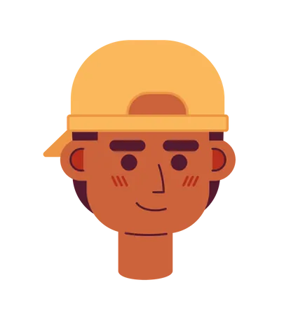 African american teenage boy wearing baseball cap backwards  イラスト