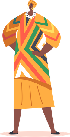 African Woman Wear Traditional Clothes  Illustration