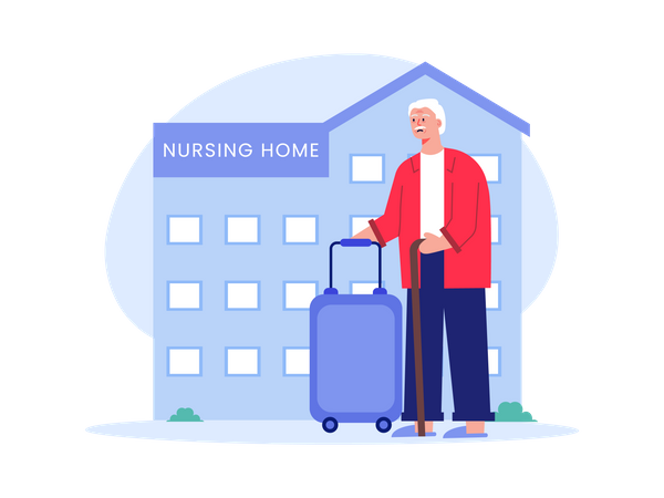 Aged man going to nursing home  Illustration