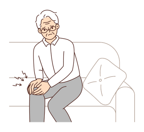 Aged man with knee pain  Illustration