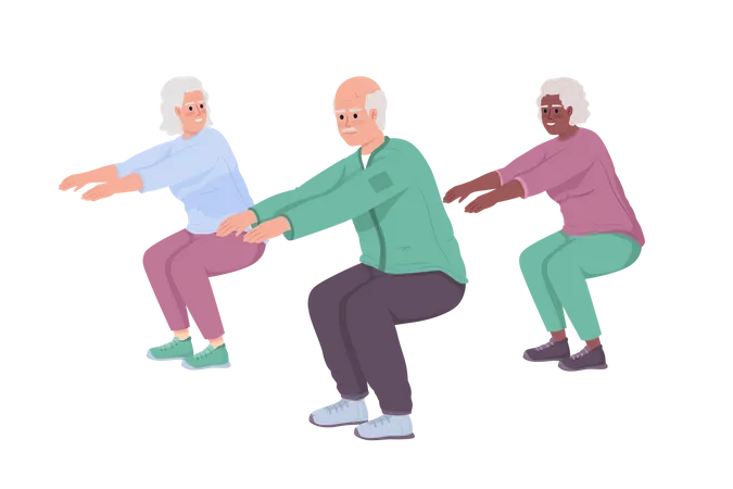 Aged people doing exercise  일러스트레이션