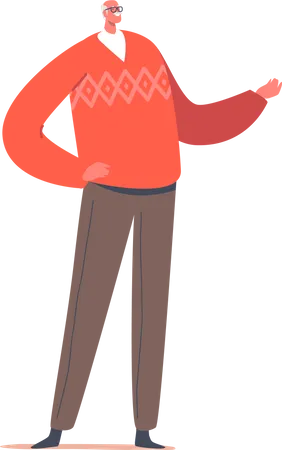 Aged Person Gesturing with Hands  Illustration