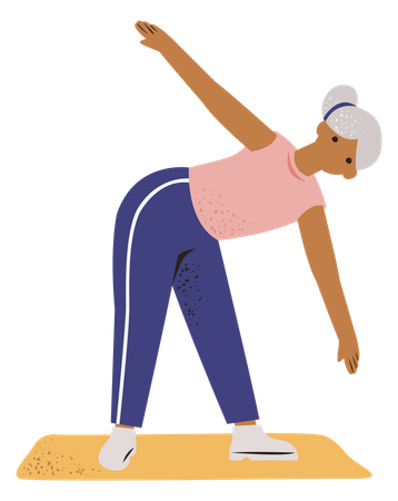 Aged woman exercising  Illustration