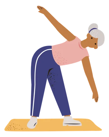 Aged woman exercising  Illustration