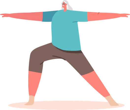 Aged woman exercising  Illustration