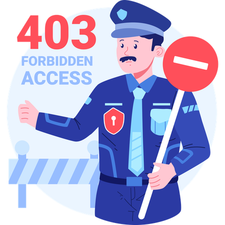 Agent de sécurité avec erreur 403 Accès interdit  Illustration