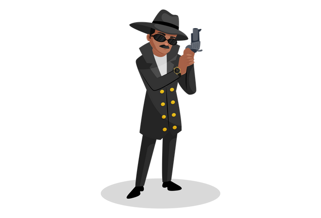 Agent secret tenant un pistolet  Illustration