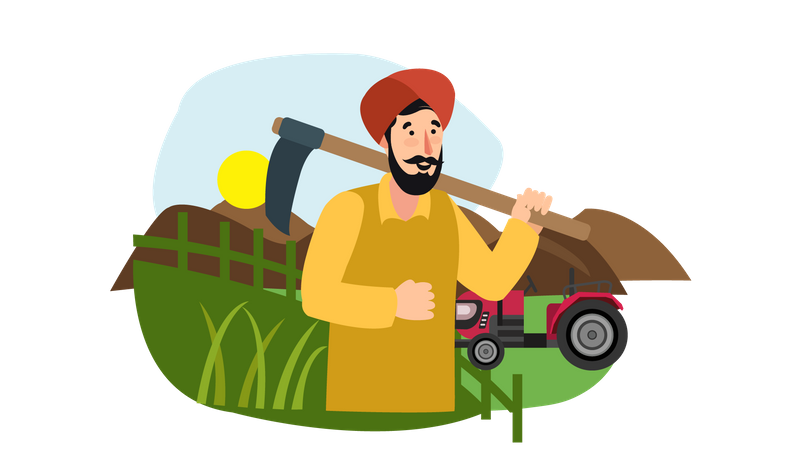 Agricultor indiano masculino  Ilustração