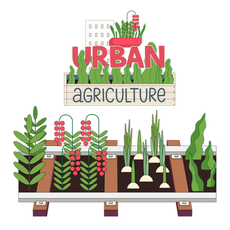 Agricultura y jardinería urbanas.  Ilustración